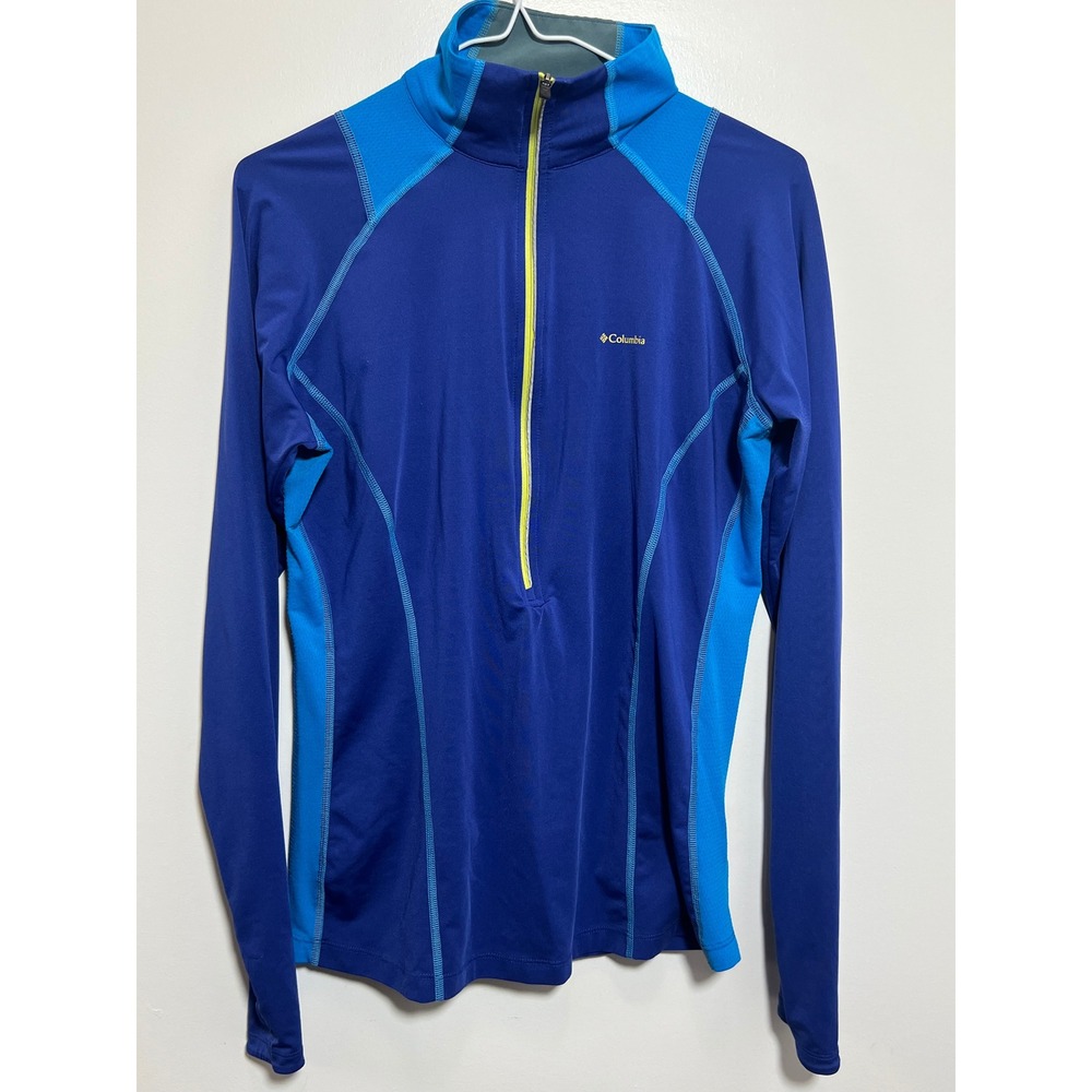 Columbia Omni-Freeze Womens Large Blue Sport Long Sleeve Quarter Zip Shirt